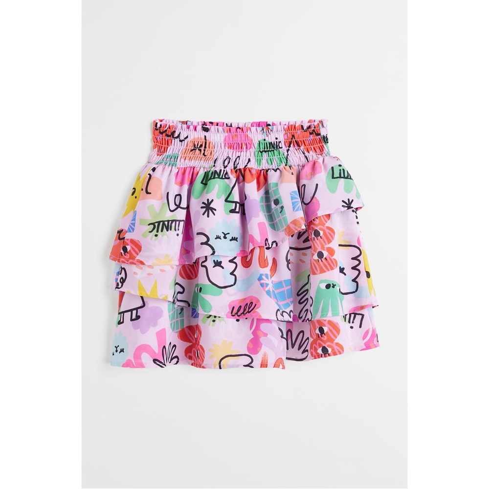 H&M X Liunic Girl's Pink Multi Color Tiered Skirt